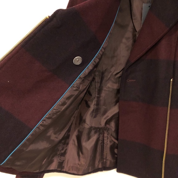 NWT Tommy Hilfiger M Burgundy Plaid  Wool Jacket - Picture 8 of 15